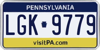 PA license plate LGK9779