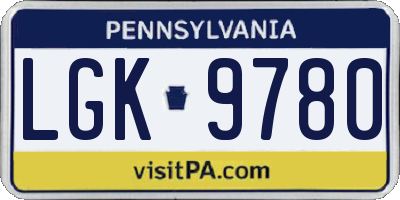 PA license plate LGK9780