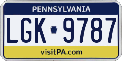 PA license plate LGK9787
