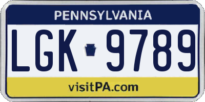 PA license plate LGK9789