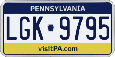 PA license plate LGK9795