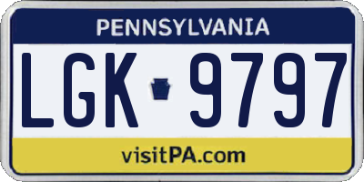 PA license plate LGK9797