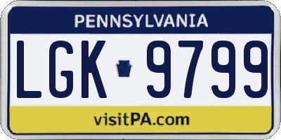 PA license plate LGK9799