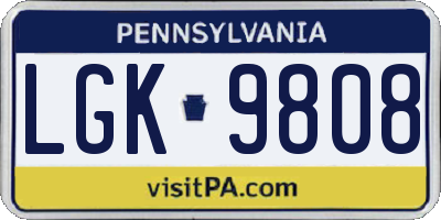 PA license plate LGK9808