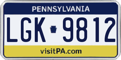 PA license plate LGK9812