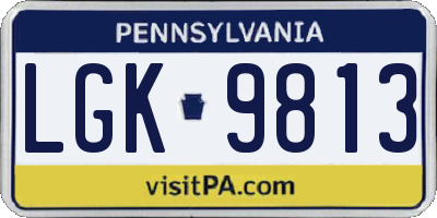 PA license plate LGK9813