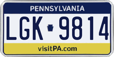 PA license plate LGK9814