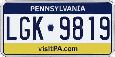 PA license plate LGK9819
