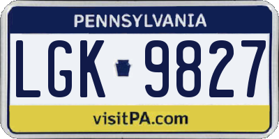 PA license plate LGK9827