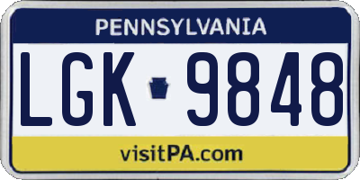 PA license plate LGK9848
