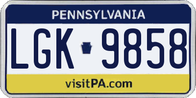 PA license plate LGK9858