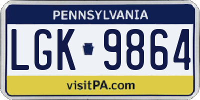 PA license plate LGK9864