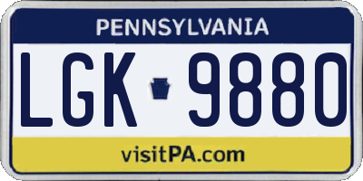 PA license plate LGK9880