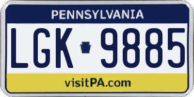 PA license plate LGK9885