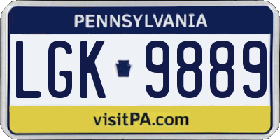 PA license plate LGK9889