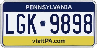 PA license plate LGK9898