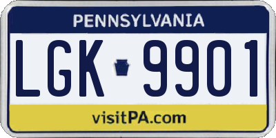 PA license plate LGK9901