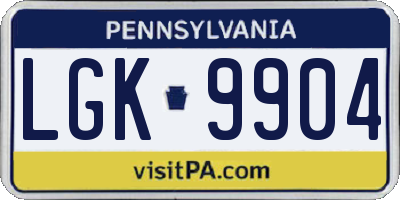 PA license plate LGK9904