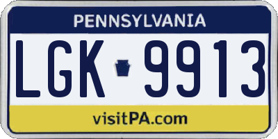 PA license plate LGK9913