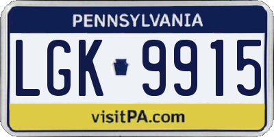 PA license plate LGK9915