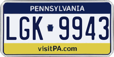 PA license plate LGK9943
