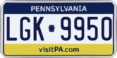 PA license plate LGK9950