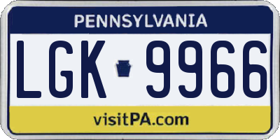 PA license plate LGK9966