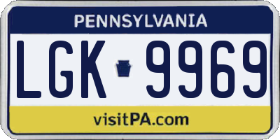 PA license plate LGK9969