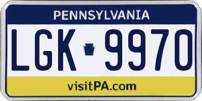 PA license plate LGK9970
