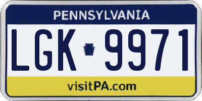 PA license plate LGK9971