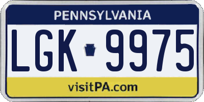 PA license plate LGK9975