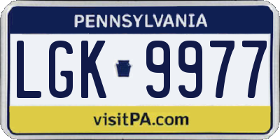 PA license plate LGK9977