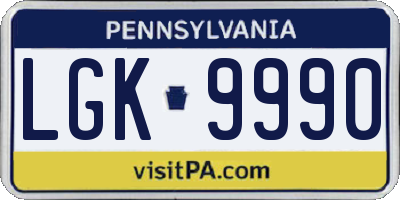 PA license plate LGK9990