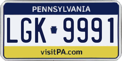 PA license plate LGK9991
