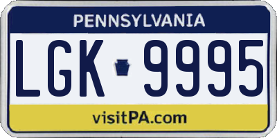 PA license plate LGK9995