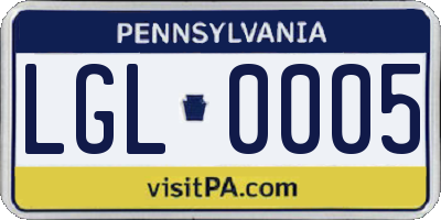 PA license plate LGL0005