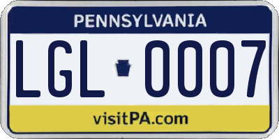 PA license plate LGL0007