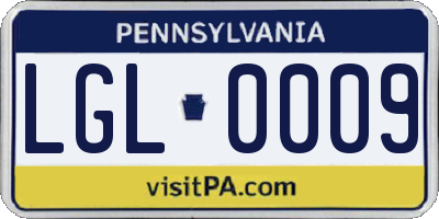 PA license plate LGL0009