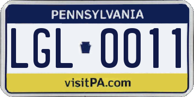 PA license plate LGL0011