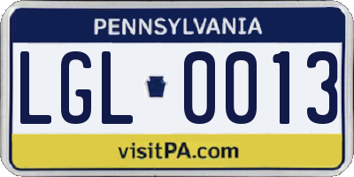 PA license plate LGL0013
