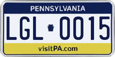 PA license plate LGL0015