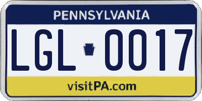 PA license plate LGL0017