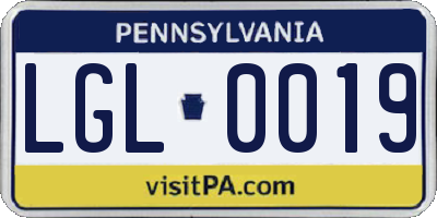 PA license plate LGL0019