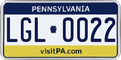 PA license plate LGL0022