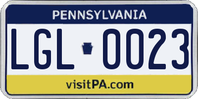 PA license plate LGL0023