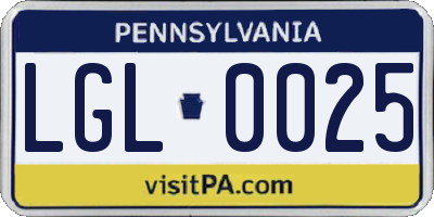 PA license plate LGL0025