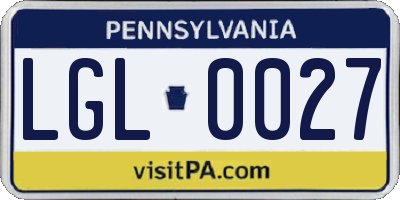 PA license plate LGL0027