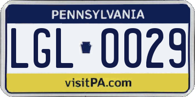 PA license plate LGL0029