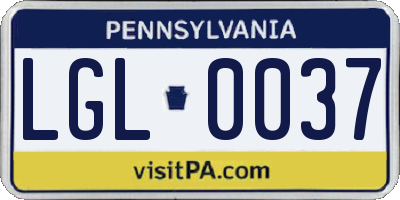 PA license plate LGL0037