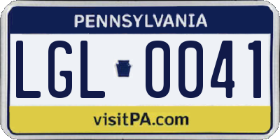 PA license plate LGL0041